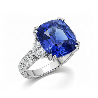 Sapphire Natural Earth Mined Diamond Estate Ring