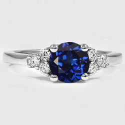 Sapphire Ring Round Cut Diamond Jewelry