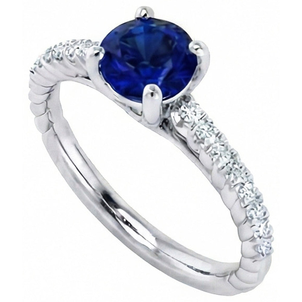 Sapphire Ring With Natural Earth Mined Diamond Accents