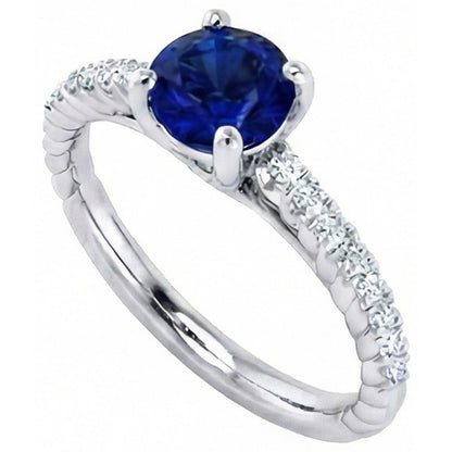 Sapphire Ring With Natural Earth Mined Diamond Accents