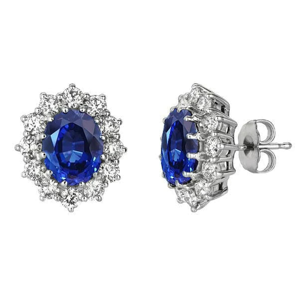 Sapphire Stone Halo Earrings