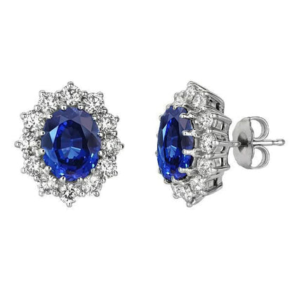 Sapphire Stone Halo Earrings