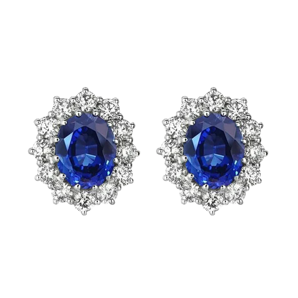 Sapphire Stone Halo Earrings