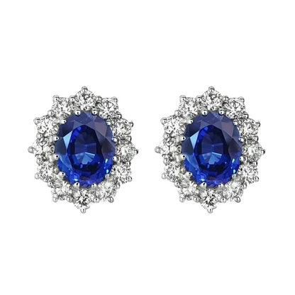 Sapphire Stone Halo Earrings