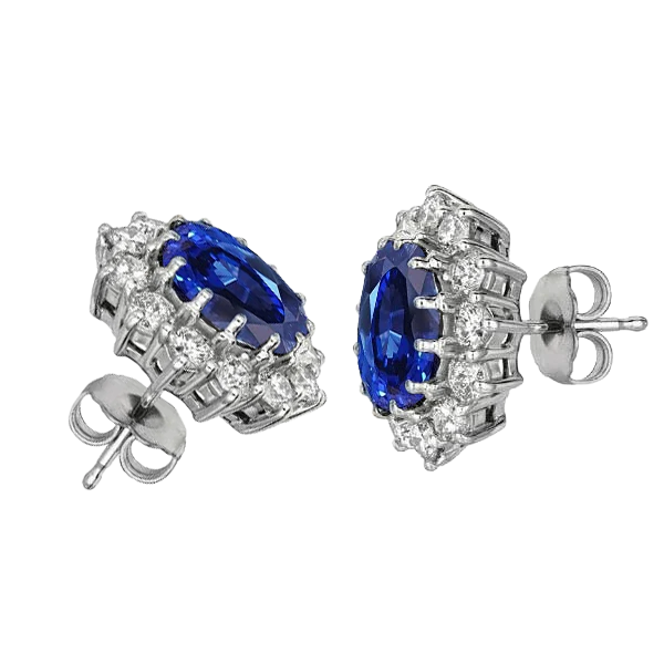 Sapphire Stone Halo Earrings