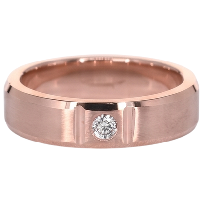 Satin Finish Gypsy Mens Ring 0.25 Carats Rose Gold 10K Diamond