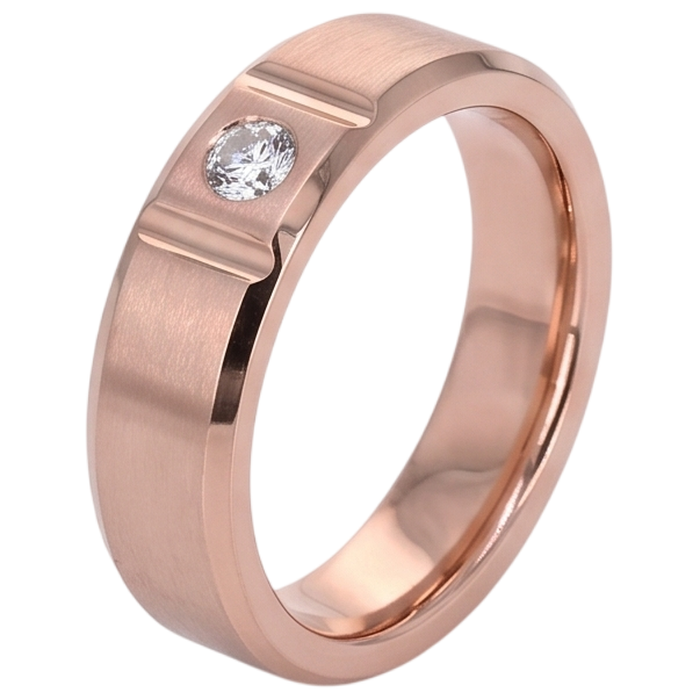 Satin Finish Gypsy Mens Ring 0.25 Carats Rose Gold 10K Diamond