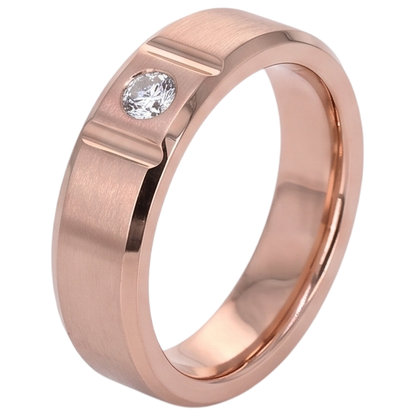 Satin Finish Gypsy Mens Ring 0.25 Carats Rose Gold 10K Diamond