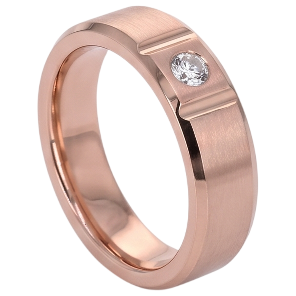 Satin Finish Gypsy Mens Ring 0.25 Carats Rose Gold 10K Diamond
