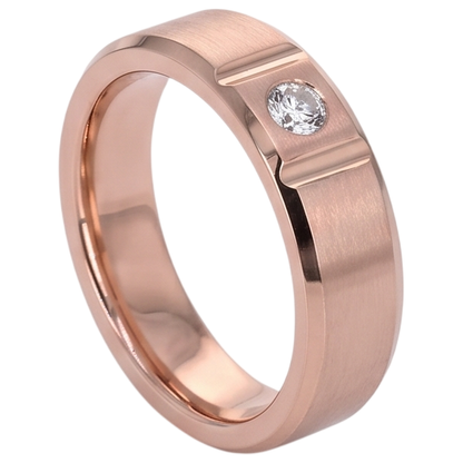 Satin Finish Gypsy Mens Ring 0.25 Carats Rose Gold 10K Diamond