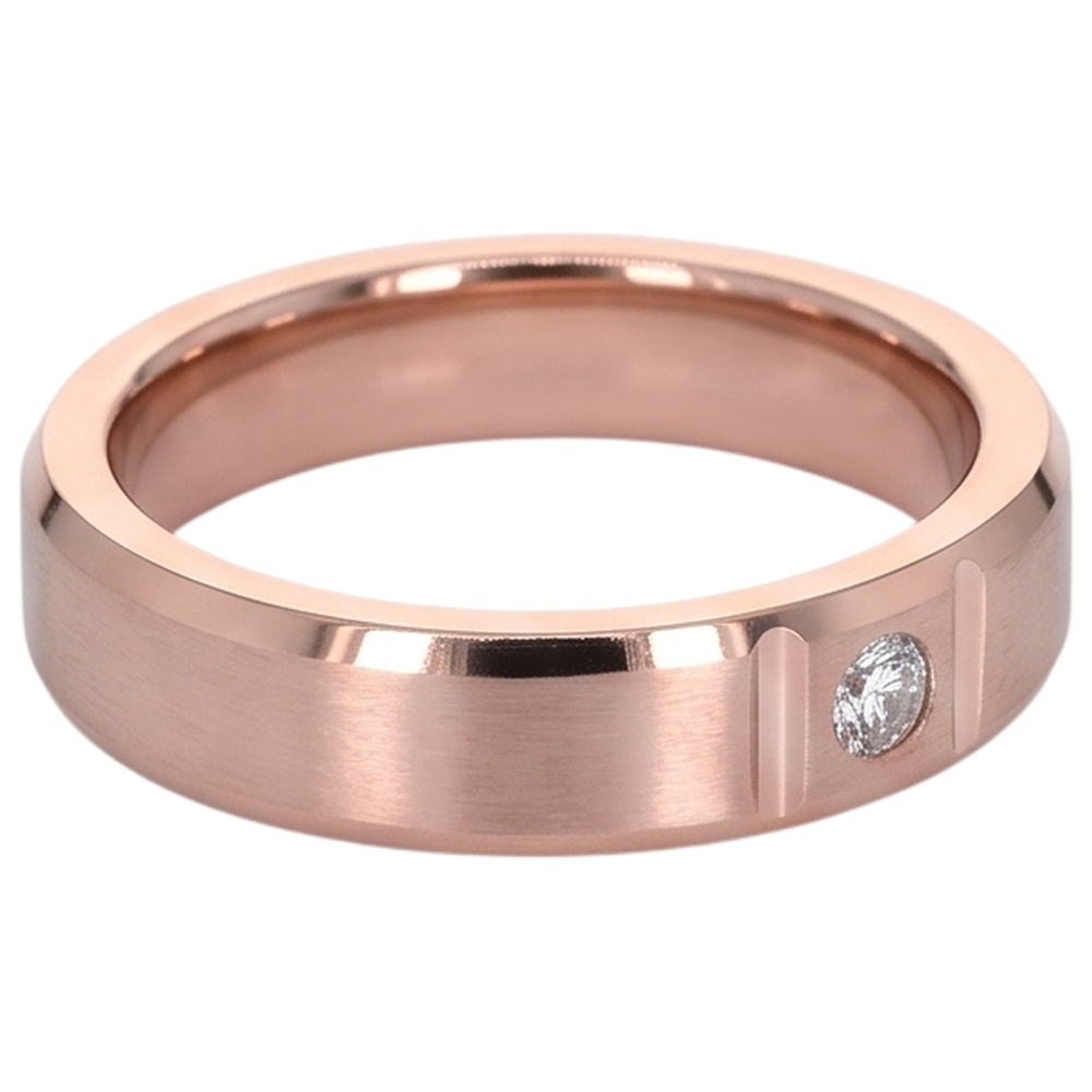 Satin Finish Gypsy Mens Ring 0.25 Carats Rose Gold 10K Diamond
