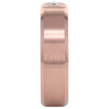 Satin Finish Gypsy Mens Ring 0.25 Carats Rose Gold 10K Diamond