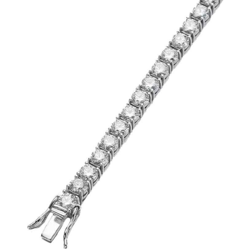 Round Tennis Bracelet Real Natural Earth Mined Diamond Cut Mounting Solid White Gold 14K 4.60 Carats