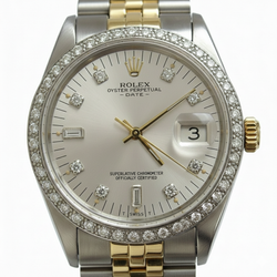 Silver Diamond Dial Bezel Rolex Date Men Watch Stainless steel Jubilee Bracelet