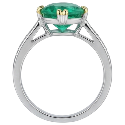 natural round emerald 3.50ct ring with diamond accents