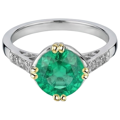 natural round emerald 3.50ct ring top view