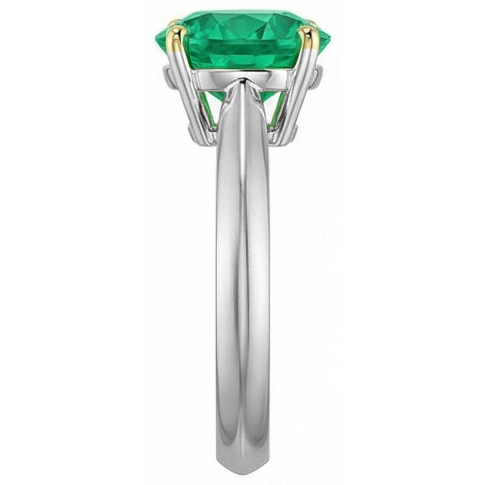 Natural Real ( Not Lab Grown ) Simple Gemstone Ring Round Solitaire Green Emerald GIA