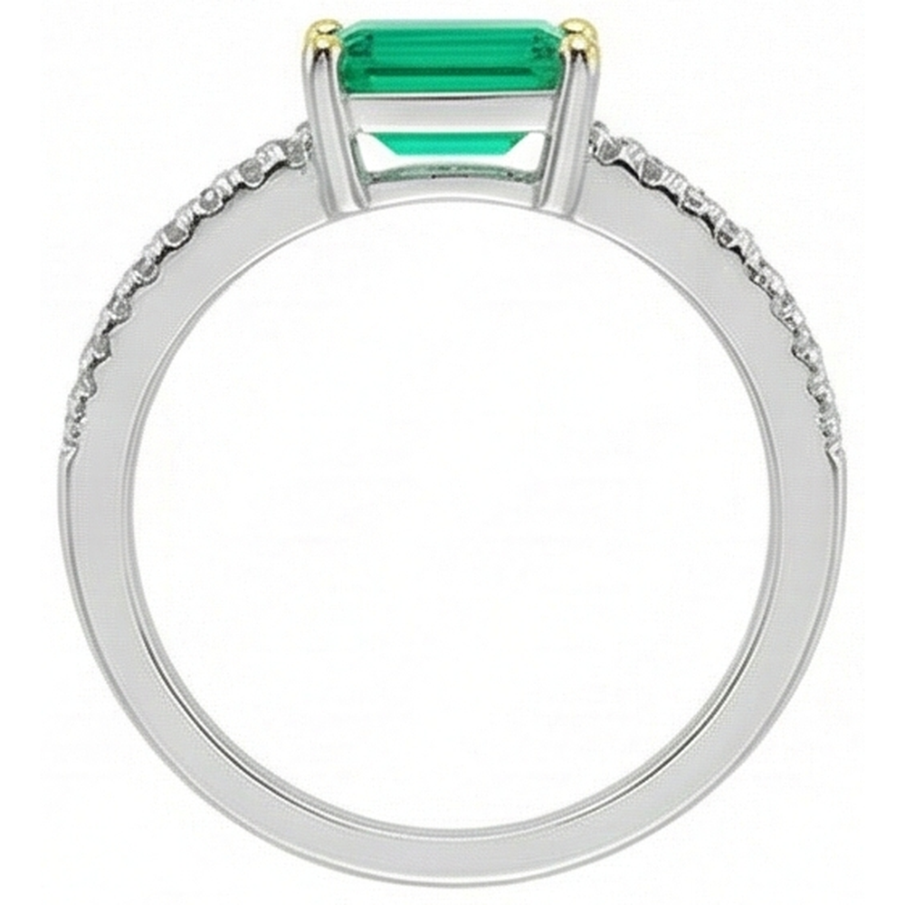 Natural Real ( Not Lab Grown ) Simple Green Emerald GIA Ring With Accents