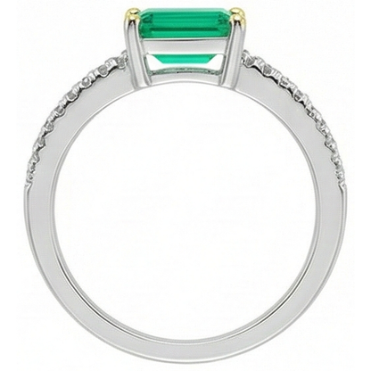 Natural Real ( Not Lab Grown ) Simple Green Emerald GIA Ring With Accents