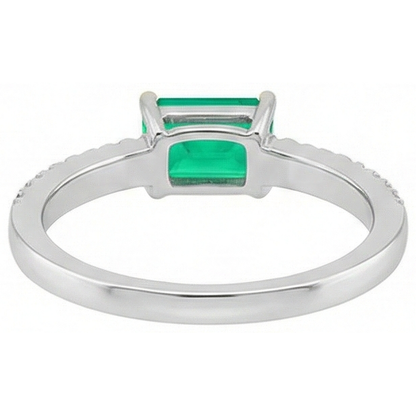 Natural Real ( Not Lab Grown ) Simple Green Emerald GIA Ring With Accents