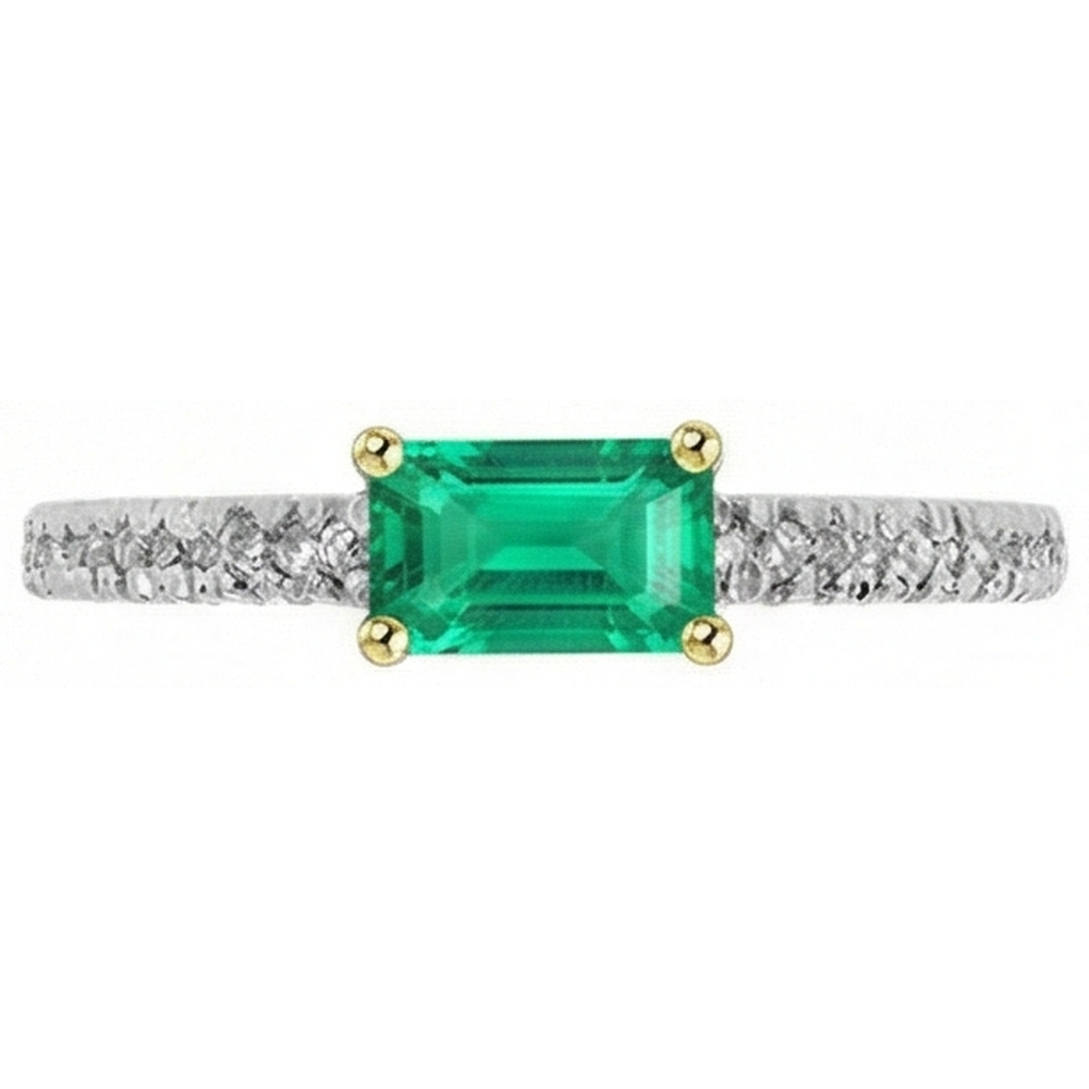 Natural Real ( Not Lab Grown ) Simple Green Emerald GIA Ring With Accents