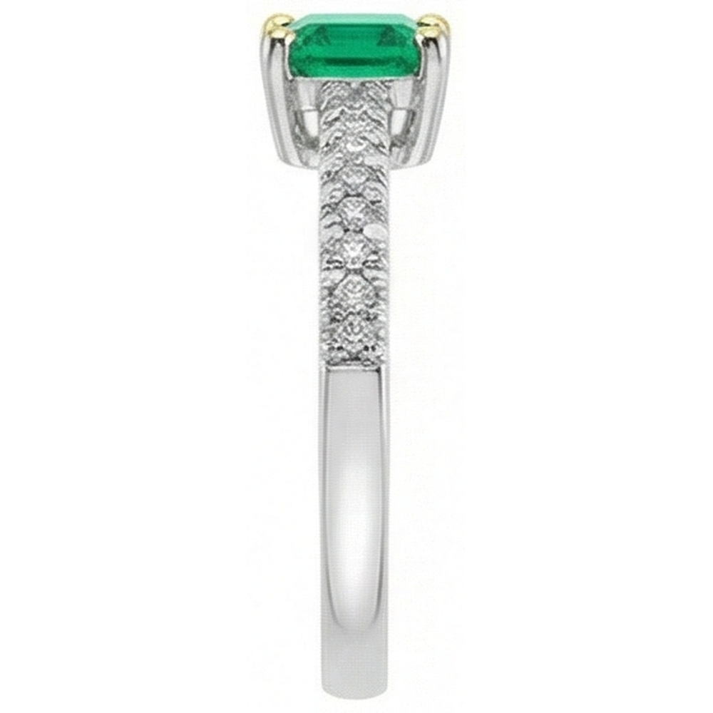 Natural Real ( Not Lab Grown ) Simple Green Emerald GIA Ring With Accents
