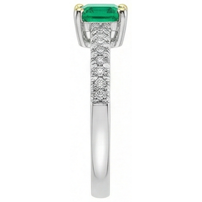 Natural Real ( Not Lab Grown ) Simple Green Emerald GIA Ring With Accents