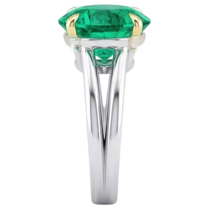 Natural Real ( Not Lab Grown ) Simple Green Emerald GIA Stone Ring Round Cut