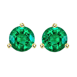 Natural Real ( Not Lab Grown ) Simple Green Emerald GIA Earrings Prong Set Studs