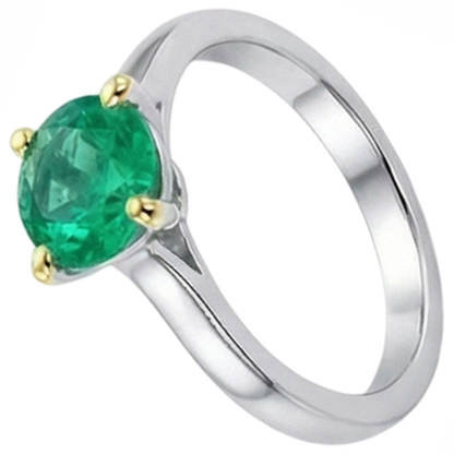 Simple Real Gemstone Ring Green Emerald GIA Solitaire For Women