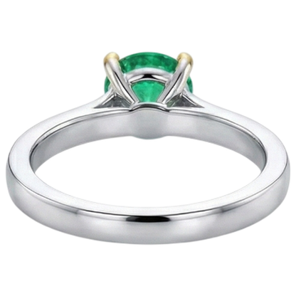 Simple Real Gemstone Ring Green Emerald GIA Solitaire For Women