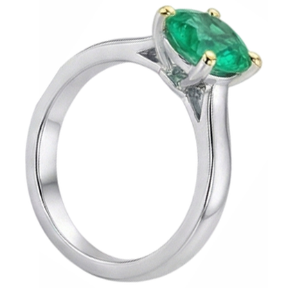 Simple Real Gemstone Ring Green Emerald GIA Solitaire For Women