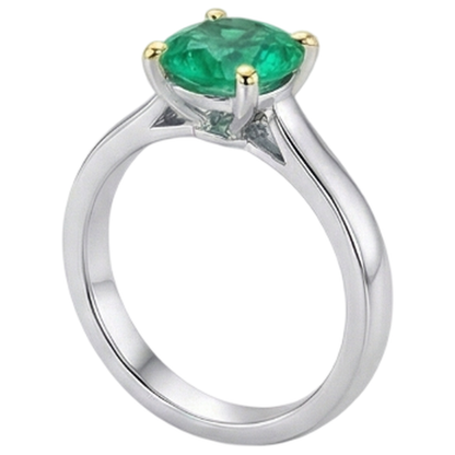 Simple Real Gemstone Ring Green Emerald GIA Solitaire For Women