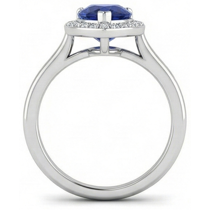 natural round sapphire 2ct ring profile view
