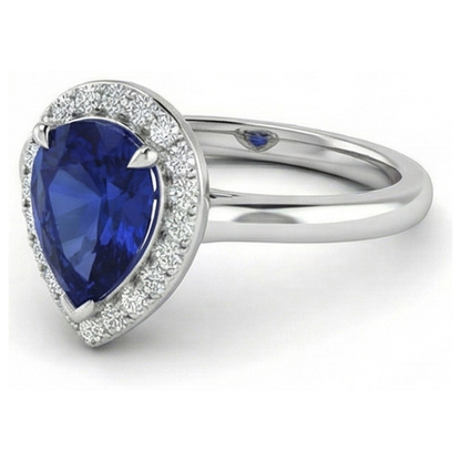 natural round sapphire 2ct ring front view