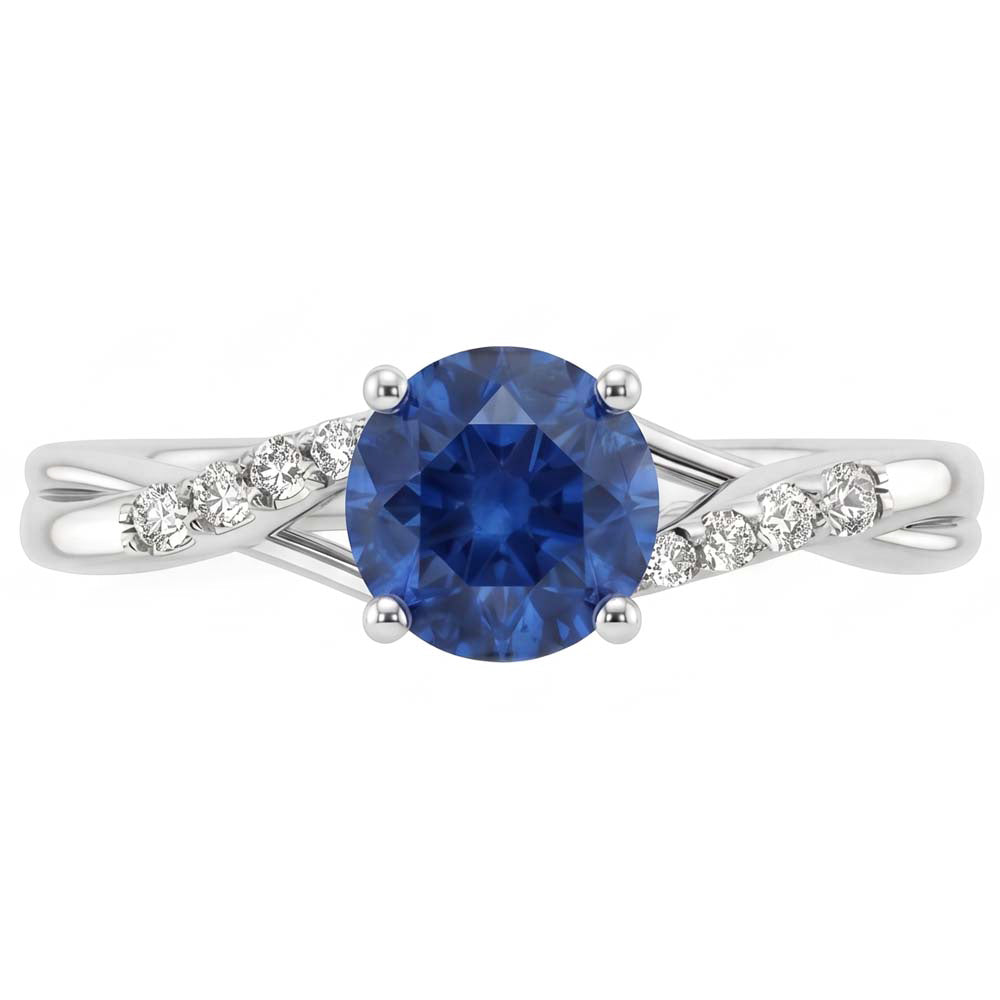 Simple Sapphire Natural Earth Mined Diamond Ring