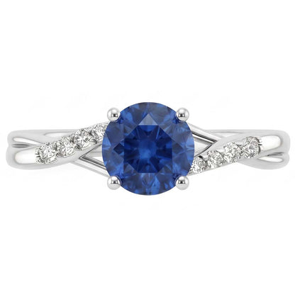 Simple Sapphire Natural Earth Mined Diamond Ring