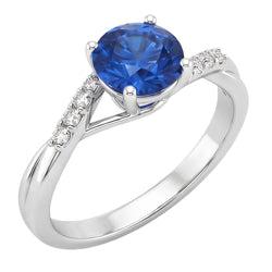 Simple Sapphire Natural Earth Mined Diamond Ring