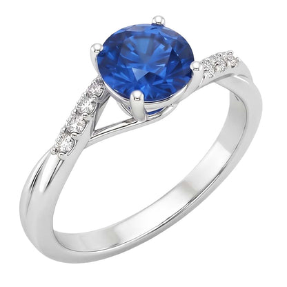 Simple Sapphire Natural Earth Mined Diamond Ring