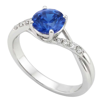 Simple Sapphire Natural Earth Mined Diamond Ring
