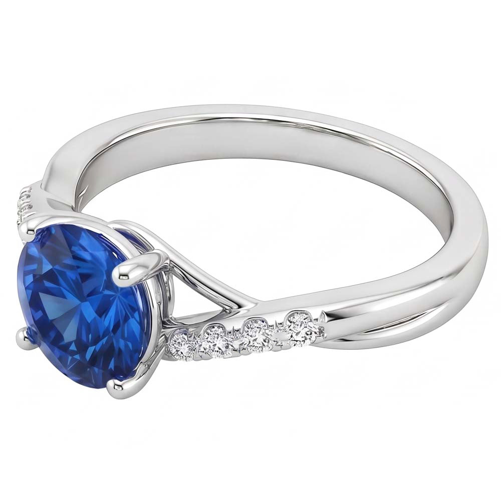 Simple Sapphire Natural Earth Mined Diamond Ring