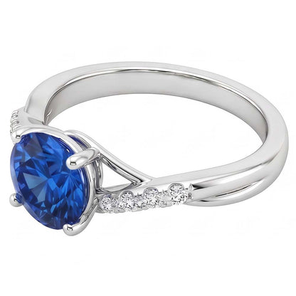 Simple Sapphire Natural Earth Mined Diamond Ring