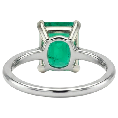 Natural Real ( Not Lab Grown ) Simple Solitaire Green Emerald GIA Ring Thin Shank