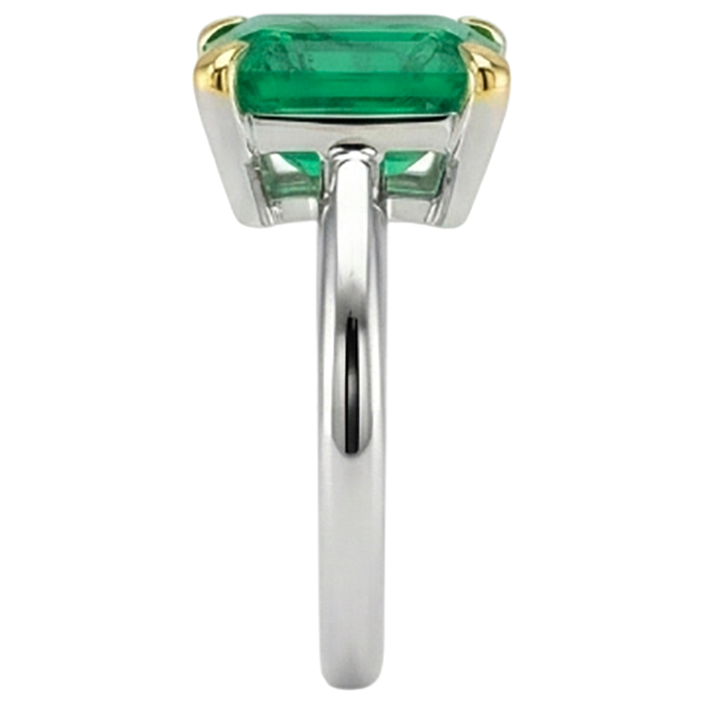 Natural Real ( Not Lab Grown ) Simple Solitaire Green Emerald GIA Ring Thin Shank