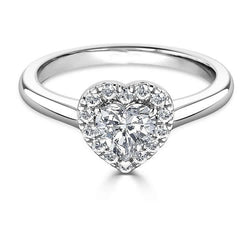 Simple Heart Earth Mined Diamond Halo Ring