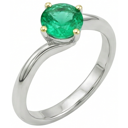 Natural Real ( Not Lab Grown ) Single Green Emerald GIA Ring