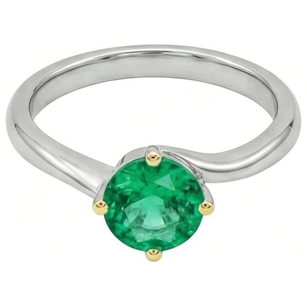 Natural Real ( Not Lab Grown ) Single Green Emerald GIA Ring