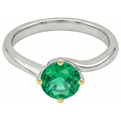 Natural Real ( Not Lab Grown ) Single Green Emerald GIA Ring