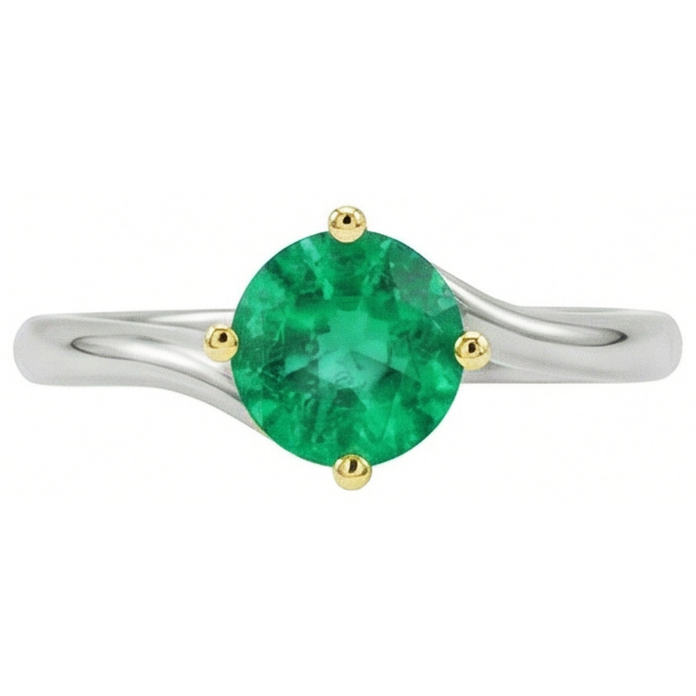 Natural Real ( Not Lab Grown ) Single Green Emerald GIA Ring