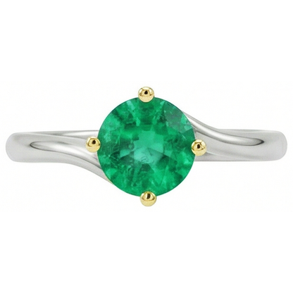 Natural Real ( Not Lab Grown ) Single Green Emerald GIA Ring